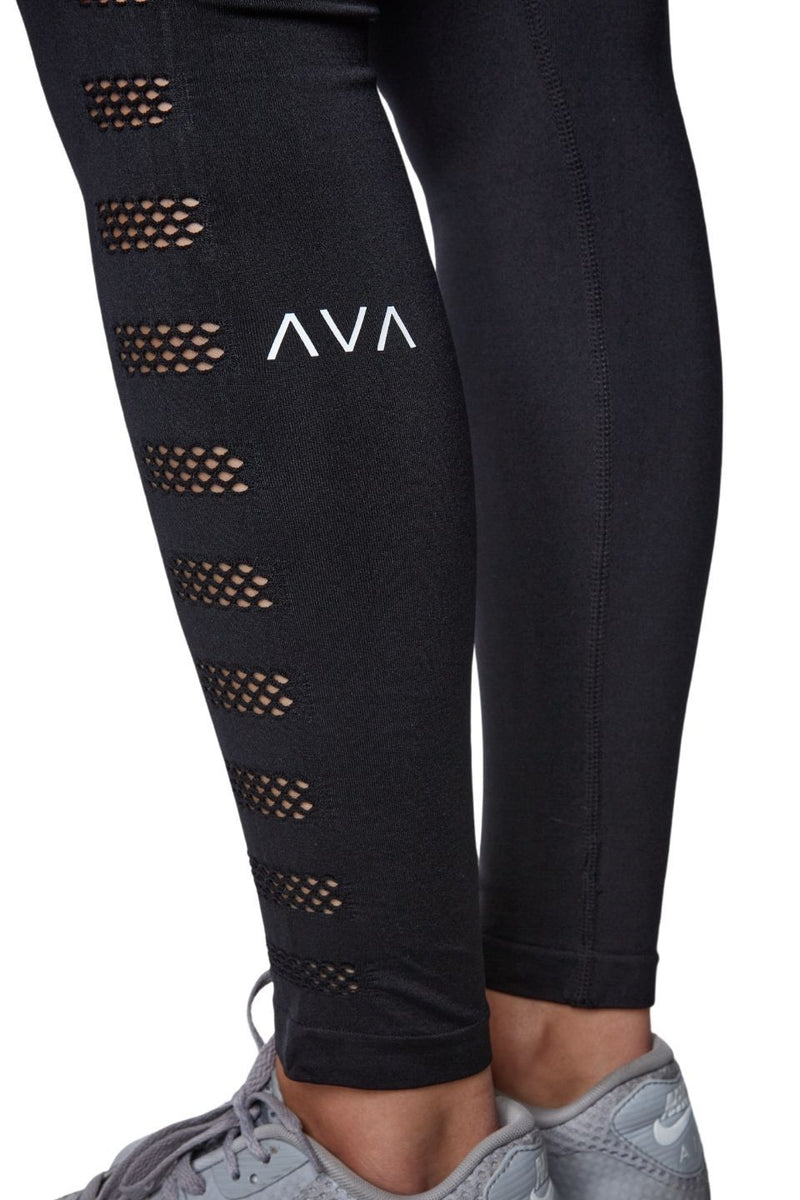 Vogo Athletics Women's leggings Gray/Black Striped Mesh Sides Size